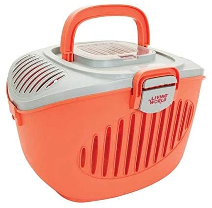 Living World Paws2go, Kleintierbehälter, Transportbox für Kleintiere, grau/lachs-rosa