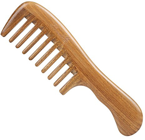 Breezelike Kamm – Der Haarkamm Breitzahnkamm - Der Holzkamm für die Entwirrung Ihrer Haare, auf natürliche Art und Weise. Geeignet für lockiges Haar. Ein antistatischer Sandelholzkamm für Frauen, Männer und Kinder(S01)