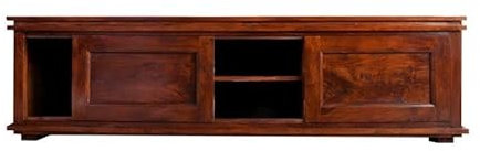 MASSIVMOEBEL24.DE Oxford Longboard Akazie 160x45x45, Farbe:Dunkelbraun lackiert, Größe:160x45x45 cm (BxTxH)