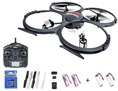 Efaso Quadcopter – Headless Version Oct 2016 UDI U818 A 2.4GHz 4 Channel RC Quadcopter With HD 2 MP Camera, Protection Ring LED Light, Headless and retrieval of Keyboard Flip Function Including 2 x Battery + Power Batteries Pack of 2 Batteries Ready to Fly