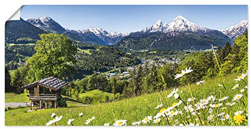 ARTLAND Wanddeko Poster & Kunstdrucke Wandposter 100x50 cm Alpen Landschaft Berge Wald Gebirge Wiese Sommer Natur T1QL