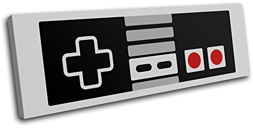 Bold Bloc Design - Retro Vintage Nintendo Gaming 180x60cm SINGLE Canvas Art Print Box Framed Picture Wall Hanging - Hand Made In The UK - Framed And Ready To Hang