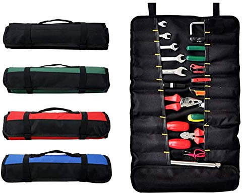 QEES Tool Roll Bag, 38 Pockets Tool Bags, Multi-Purpose Tool Roll Up Bag, Tool Wrap Roll Organisers, Portable Tool Pouch, Screwdriver Spanner Roll Tools Storage, Tool Gifts for Men Dad (Blue)
