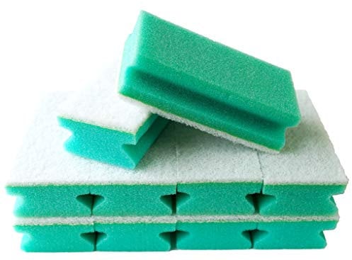 Sonty 10 spugne per pulizia senza graffi, lavabili, grandi, 15 x 7 x 4 cm, colore bianco (verde)