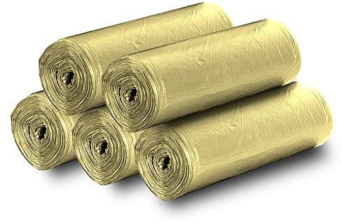 5 Rolls Small Trash Garbage Bags, 4 Gallon Strong Thin Material Disposable, Kitchen, Durable Plastic Trash Bags for Office Home Bedroom Garden Waste Bin, 100 Counts (Golden)