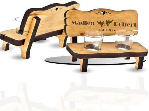 Uakeii Personalisierte Schnapsbank mit Motiv - Geschenkidee zu Weihnachten - kleine Holzbank für zu Hause - Papa, Kollegen & Freund Geschenk zum Geburtstag