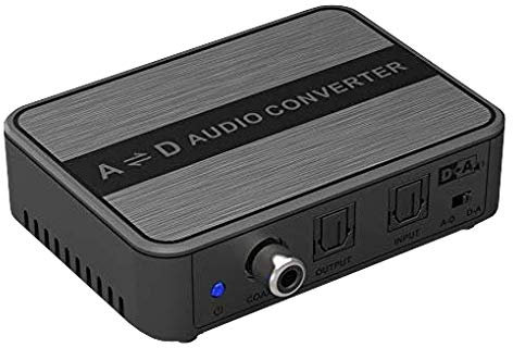 PremiumCord DIGI-ANALOG und ANALOG-DIGI Audio-Konverter, Toslink/SPDIF auf 2X Cinch RCA/Klinke, StereoJack 3,5mm, Richtungsschalter, inkl. Netzteil, Farba schwarz