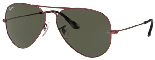 Ray-Ban Unisex Aviator Sunglasses, Red, 55 mm UK