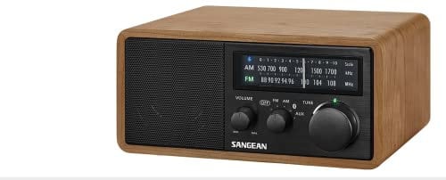 Sangean WR-11 Retro Desktop-Radio mit UKW/MW-Tuner - Kopfhöreranschluss - Holzegehäuse Braun