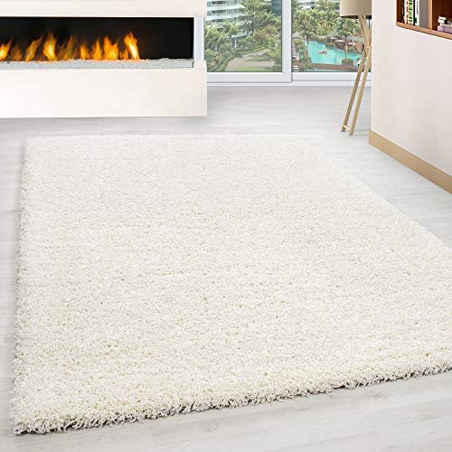 Exquisiter Hochflor-Teppich - Weich, Flauschig und Pflegeleicht, Rundes Design für EIN Gemütliches Wohnzimmer Ambiente, Premium Shaggy Flokati Teppich, Größe:160 x 230 cm, Farbe:Cream