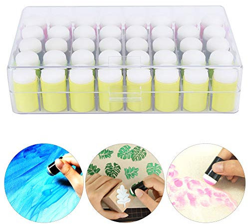 40Pcs Finger Sponge Daubers Set Ink Pad Stamping Brush with Storage Box for Painting Drawing Ink Crafts Dies Chalk Card Making(Mixed Color)