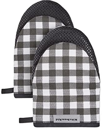 KitchenAid Kitchen Aid Gingham Mini Oven Mitt Set, 5.5x8, Onyx Black