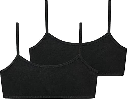 Schiesser Mädchen 2 Pack Unterwäsche Mit Spaghettiträger - 95/5 Organic Cotton Bio Baumwolle Größe 140 Bis 176 Bustier, Schwarz_173525, 164 EU