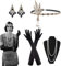 Alintor 20er Jahre Accessoires damen, Gatsby Accessoires Damen, Charleston Kleid 20er Jahre, 20er Jahre Kostüm Damen Set für Federboa Schwarz, Peaky Blinders Kostüm, 20er Jahre Kleid Party