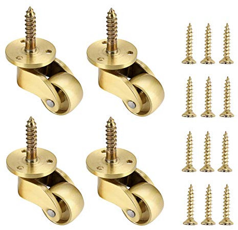 IGNPION 4er Set Universalrollen aus massivem Messing 360° drehbare Möbelrollen 22mm Möbelrollen