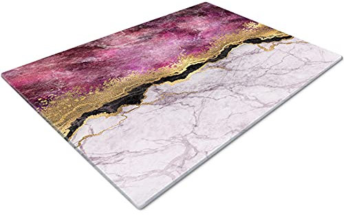 Chopping Boards | Glass Worktop Savers | Worktop Protectors Heat Resistant | Catering Chopping Boards | Chopping Boards Glass | Over The Sink Chopping Board | Large | Black Purple Gold