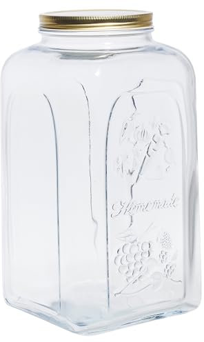Glass Kitchen Preservation Storage Food Jar With Airtight Screw Top Metal Lid (2, 5L)