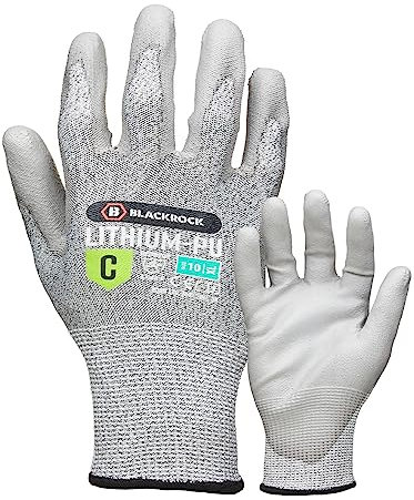Blackrock Lithium PU Cut Resistant Level C Gloves, Work Safety Gloves Men Women, Wood Carving, Slash and Knife Resistant, Working, Warehouse, Grip - Size 9/Large