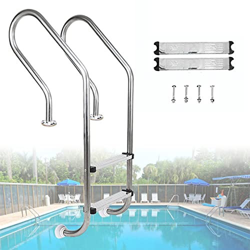 IBOWZ Corrimano per Piscina Scala per Piscina a 2 gradini,Scale per Piscina interrata in Acciaio Inossidabile 304 con Gradino Antiscivolo per Varie Piscine
