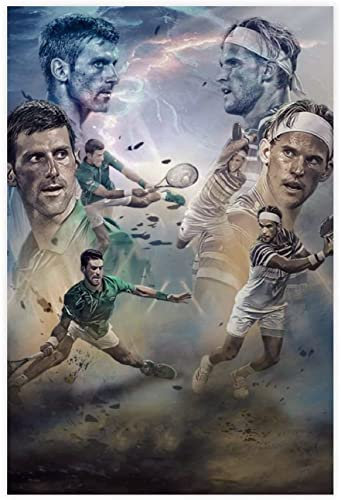 DIY 5d Diamant Malerei Kristall Strass Painting Novak Djokovic, Dominic Thiem Poster Tennis Stickerei Bilder Kunst Handwerk FüR Erwachsene Und Kinder 11.8x15.7(30x40cm) Kein Rahmen