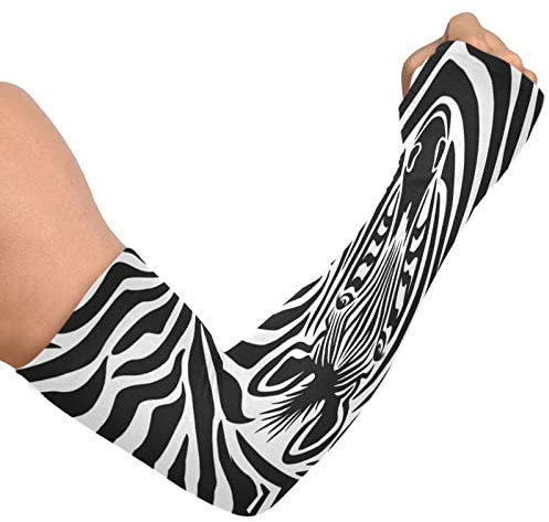 Zebra Gesicht Streifen Garten Arm Ärmel für Frauen Bauernhof Verteidigung Eisseide Armstulpen mit Daumenloch Sonnenschutz Arm Kühlung Abdeckung Ärmel, mehrfarbig, Einheitsgröße