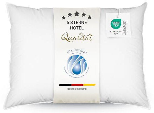 ZOLLNER Deluxe Daunenkissen aus 100% Daunen - Made in Germany – für Allergiker geeignet – Bezug aus hochwertiger Mako Baumwolle - waschbar bis 60°C - 70x90 cm - Hotelqualität