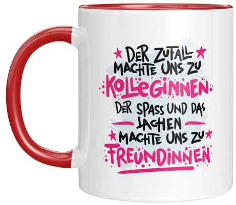 TassenTicker - Der Zufall machte uns zu Kolleginnen - Freundinnen - Geschenk - Kollegin - Geschenkidee - Büro - Arbeit - Arbeitsplatz - Geburtstagsgeschenk (Rot)