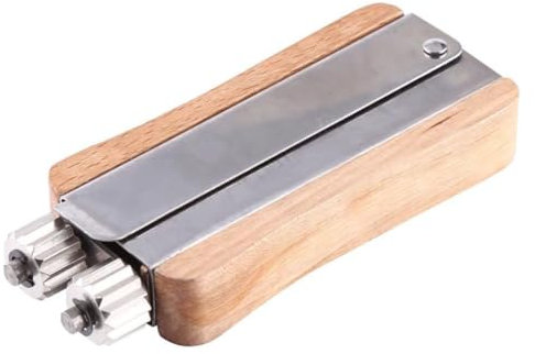 LATRAT Tensor de Alambre Accesorios para Apicultores, Juego de Tensor de Alambre de Apicultura de Acero Inoxidable Engarzadora de Apicultura con Ruedas de Metal y Mango de Madera Alambre Apretado de