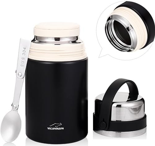 800ml Stainless Steel Food Flask Insulated soup Flask Stainless Steel Hot & Cold Lunch Container with Folding Spoon & Bowl Leakproof, BPA-Free, Vacuum-Sealed Ideal for Work, School, Travel, Camping