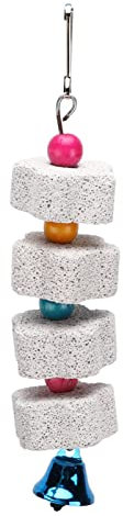 Yosoo Health Gear Vogel-Kauspielzeug, Schnabelschleifstein, Papageientrimmer, Kalziumstein, Chinchilla-Zähne, Lavablock, Bimsstein-Spielzeug, Mineralstein mit Glocke für Papageien, Hamster