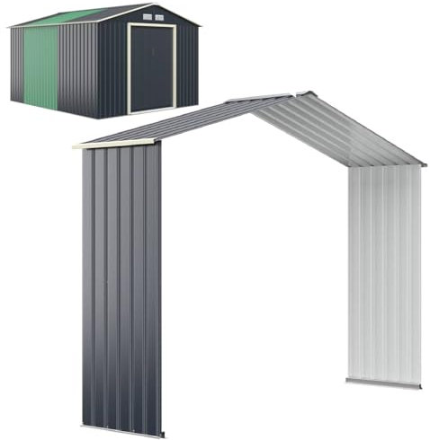 COSTWAY 9x6ft Metal Storage Shed and Extension Kit, Outdoor Lockable Tool Storage Box with 4 Vents, Double Sliding Door & Sloped Roof, Weatherproof Garden Shed House Hut (Shed Extension Kit)