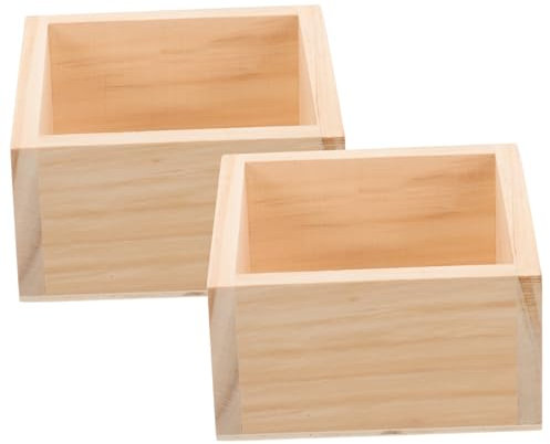 AOKWAWALIY 2 cajas cuadradas de madera para macetas, macetas naturales, jardineras para cajas de ventana, macetas de madera rústicas, jardineras de madera artificial