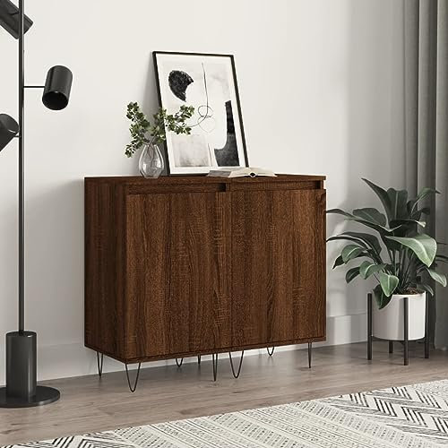 FENLAX Seidbord Kommode Wohnzimmer Holzkommode Sideboard Flur Komodenschrank Für Schlafzimmer Aparador 40x35x70 cm 2 STK. Braun Eichen-Optik