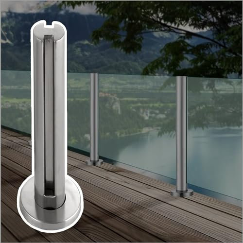 Poteau Garde Corps Verre Pince Système de garde-corps en verre rond, Poteau de garde-corps en verre en acier inoxydable pour intérieur/ Poteaux de garde-corps en verre，Profilé de garde-corps en verre