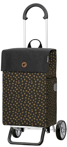 ANDERSEN Einkaufstrolley - Scala Shopper Plus Fita schwarz | sehr leicht, klappbar, klein zusammenlegbar, bis 30 kg - Tasche mit Seitentasche, Innenfach, Reflektoren, 47 L