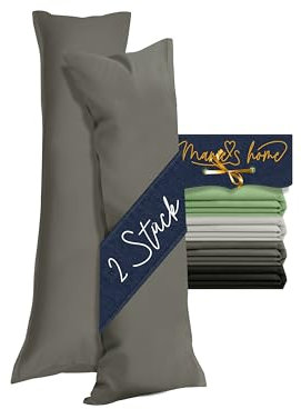 Marie´s Home 2 Stück Kissenbezug 40 x 145 cm für Seitenschläferkissen 1613.2353, anthrazit