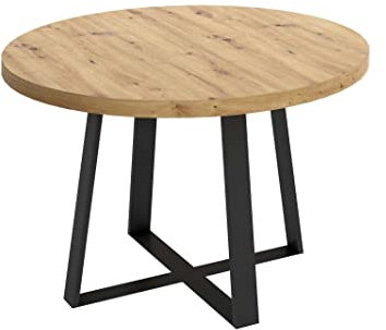 Befara Table À Manger Ronde DE Style Industriel Croud, Nordique, 120 x 120 x 77 cm, Table Ronde Industrielle en Bois avec Pieds en métal