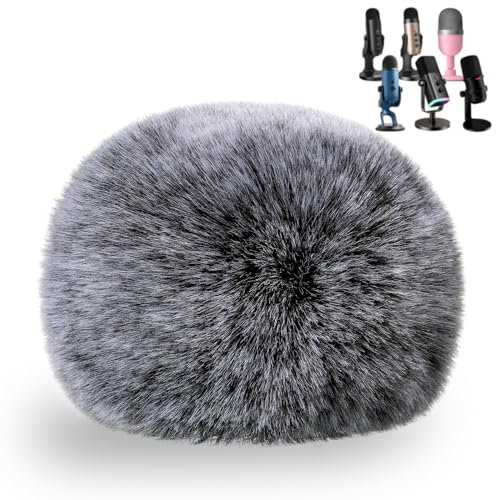 zealsound Furry Windscreen for Blue Yeti Microphone, Mic Foam Cover with Furry Muff windshield K66/Yeti/Yeti X/Blue Yeti Pro/AM8/ Hyper X SoloCast and More Mics (Black)
