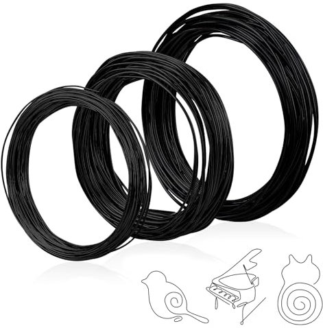 Giantree 3 Pcs 10m Aluminum Craft Wire, 1mm/1.5mm/2mm Aluminium Bonsai Wire Bendy Wire Rolls Jewelry Craft Making Beading Making Art Craft DIY Embellishment Decoration Florist Supplies(Black)