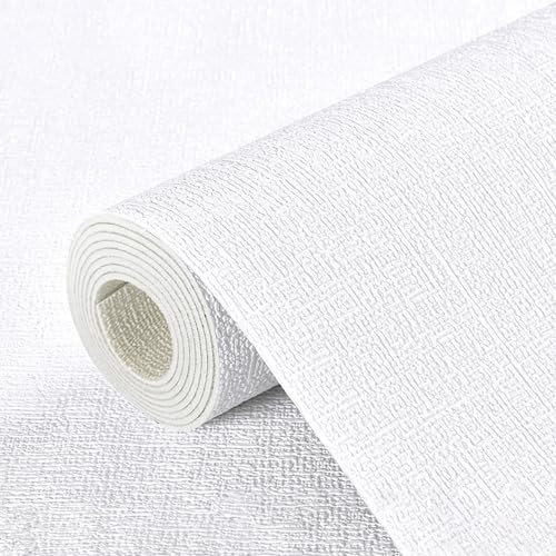 Ray-Velocity Papel Pintado Texturizado Autoadhesivo de 2,5 mm - Papel de Pared Decorativo Impermeable, Renovación de Paredes - Ideal para Dormitorio, Cocina y Salón (Blanco 50x1000cm)