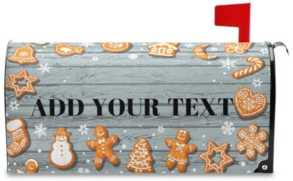 Sipeigyd Housses de boîte aux lettres magnétiques personnalisées en forme de bonhomme en pain d'épices de Noël, décoration de boîte aux lettres, décoration pour extérieur, jardin, cour, maison