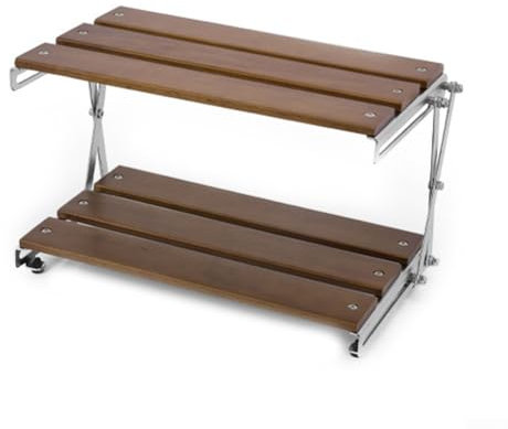 RANRAO Tragbares Campingregal, 3-lagiger Campingtisch, Outdoor, 2/3 Etagen, zusammenklappbares Aufbewahrungsregal, Klapptisch, Regal für Picknick, Camping, Grillen (2 Ebenen)