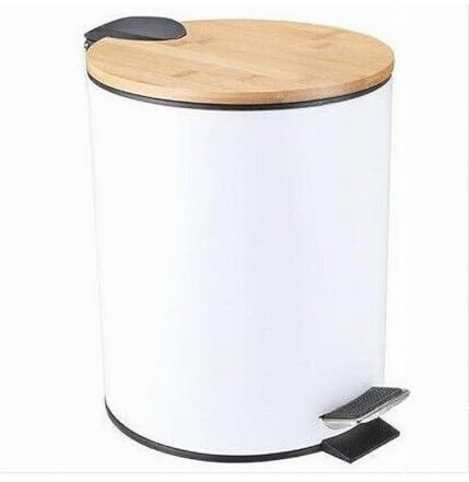 OISE ART STORE Trade Shop 87456 Poubelle à pédale en acier 5 litres poubelle Blanc bois