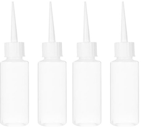 4pcs 50ml Plastic Squeeze Bottles, Precision Tip Applicator Dispenser with Nozzle, Small Glue Empty Bulk Bottles for Paint Liquids Glue Icing Hair Oil