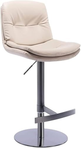 DZYHFCO Barhocker aus PU-Leder, verstellbarer Barhocker, drehbar, Thekenhöhe, Barhocker, mit schwerer, massiver Basis, Titan-Schwarz, Edelstahl, Barstuhl