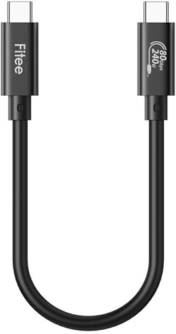 Fitee 80Gbps Thunderbolt 4/5 Kabel Kurz Kompatibel, 30CM USB4 Datenkabel, 120Gbps Video Bandbreite, Dual 8K/6K@60Hz, 4K@480Hz, 240W PD3.1 für MacBook M4 Pro, Mac Mini M4 Pro, PSSD, Docks, eGPU
