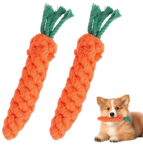 POHOVE 2 Stück Hundespielzeug Karotte, Interaktives Hundespielzeug, Hundespielzeug Kleine Hunde, Kauspielzeug Hund für Kleine Mittelgroße Welpen(Color:wie Gezeigt)
