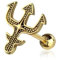 BlackAmazement 316L Edelstahl Helix Tragus Ohrstecker Piercing Dreizack Neptun Triton Poseidon Silber Gold Damen Herren (Gold)