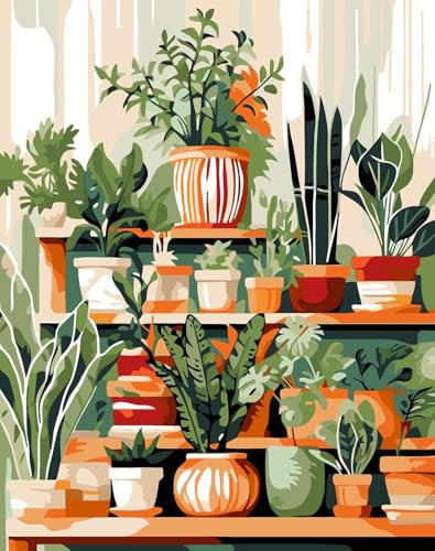 JanFebMar Peinture par Numéros pour Adulte DIY Peinture Acrylique pour Adultes Enfant Paint by Numbers Kit sans Cadre 40 x 50 cm pour Décoration Intérieure