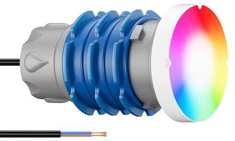 LyLmLe Mini Foco LED Piscina con Rosca 1 1/2, 6W Proyector LED Piscina RGB Multicolor Control Sincrónico, Ø49mm, 12V AC Lámpara Sumergible para Piscinas SPA Escaleras, Sin Unidad de Control